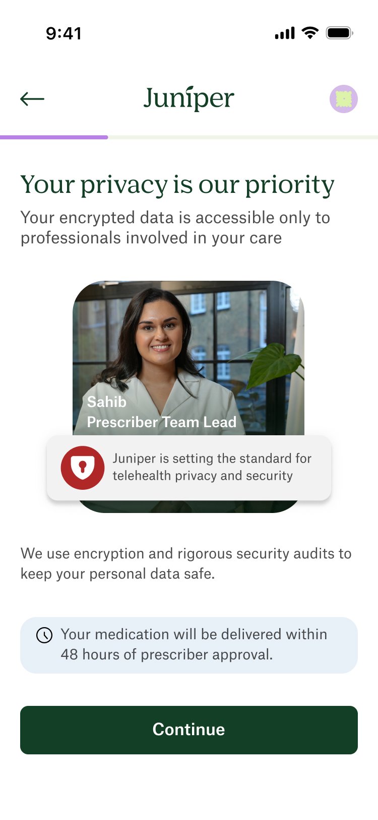 Your privacy is our priority — encrypted data accessible only to professionals involved in your care, medication delivered within 48 hours of prescriber approval